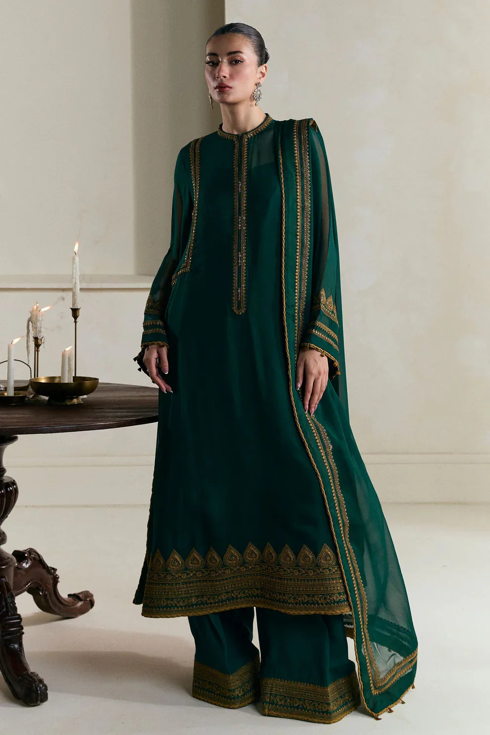 ZaraShahJahan - Dhanak 3 Piece Embroidered Dress - VL1204