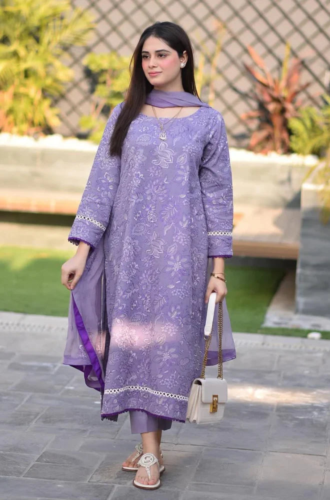 Breeze- 3PC Dhanak Embroidered Suit - VL928