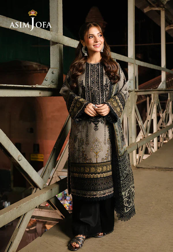 Asim Jofa - Winter 3PC Karandi Digital Print Dress - VL1198