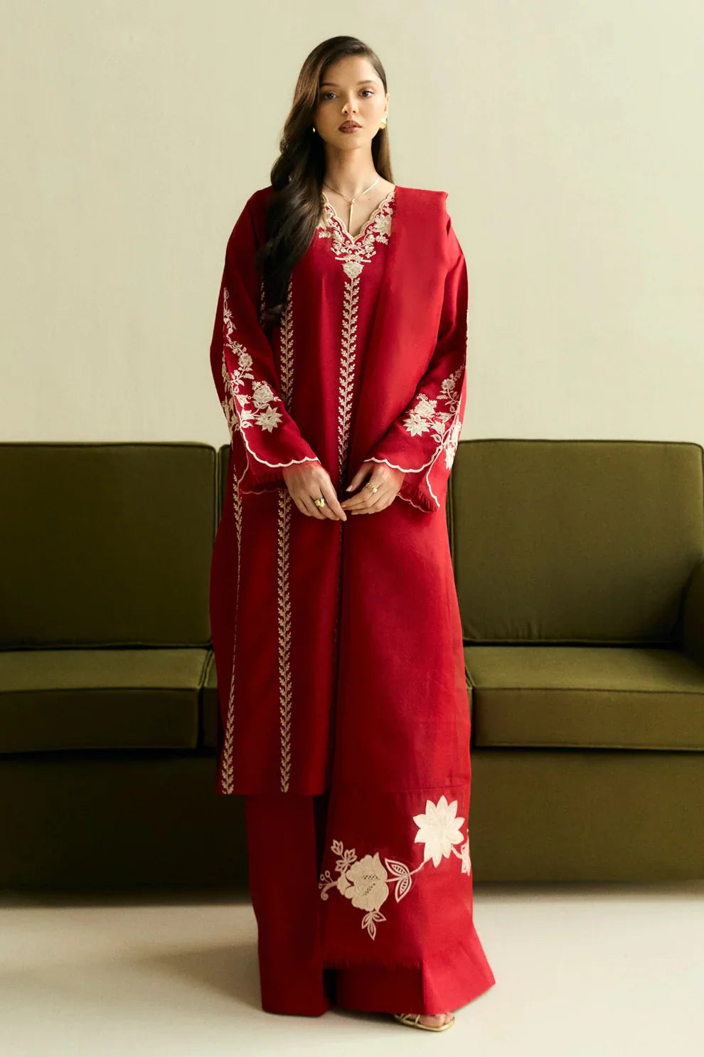 ZaraShahJahan - Dhanak 3 Piece Embroidered Dress - VL1184