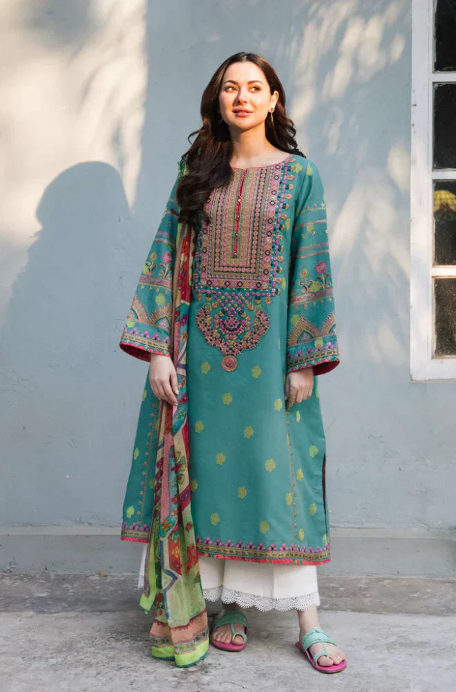 Zara Shahjahan - 3PC Dhanak Embroidered Suit - VL934