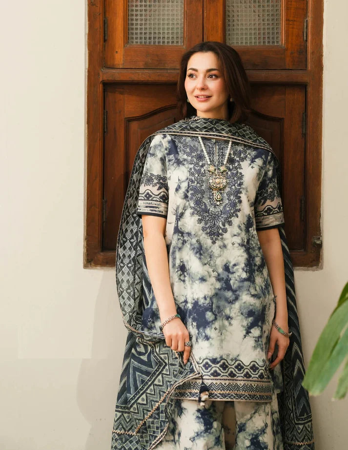 3-Pc Digital Printed with Embroidered pathces Karandi Dppatta - VL1205