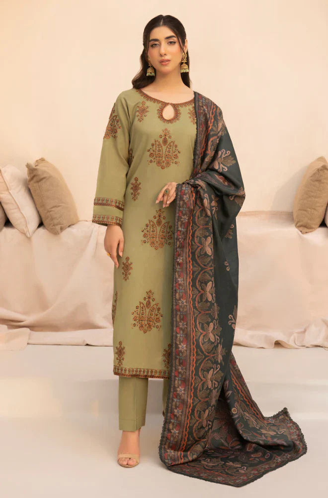 Mohagni - 3PC Dhanak Embroidered Suit - VL1152