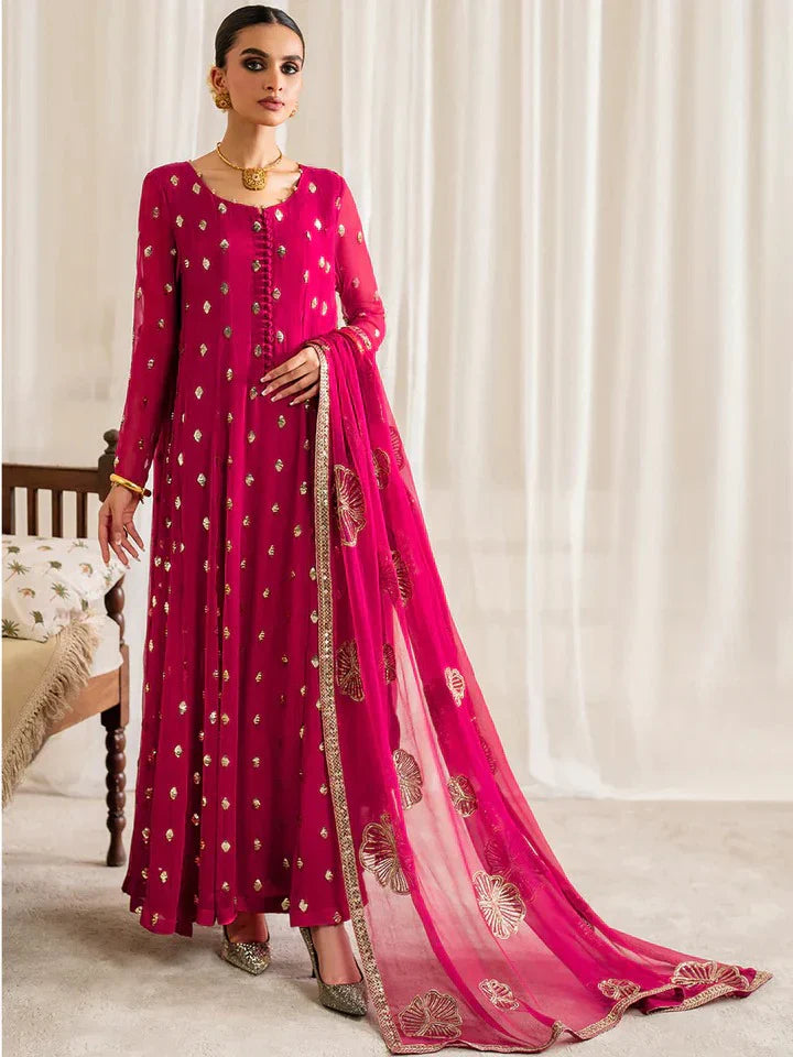 Iznik - Chiffon 3 Piece Sequin Embroidered Dress - VL1186