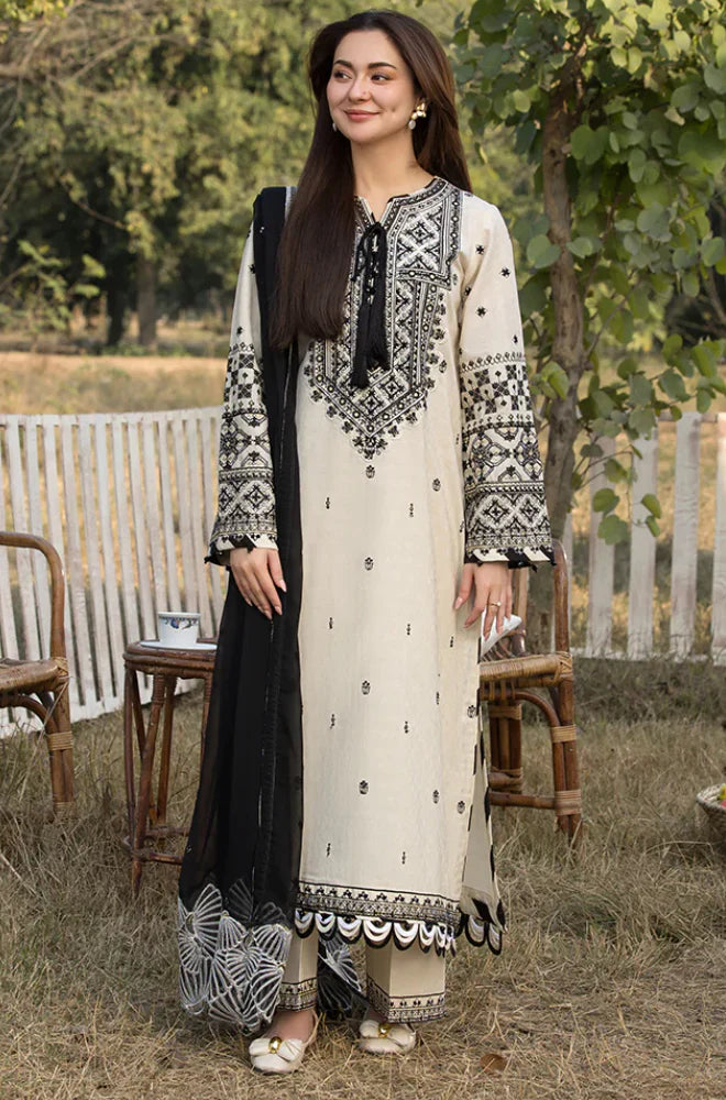 Allys - 3PC Dhanak Embroidered Suit - VL939