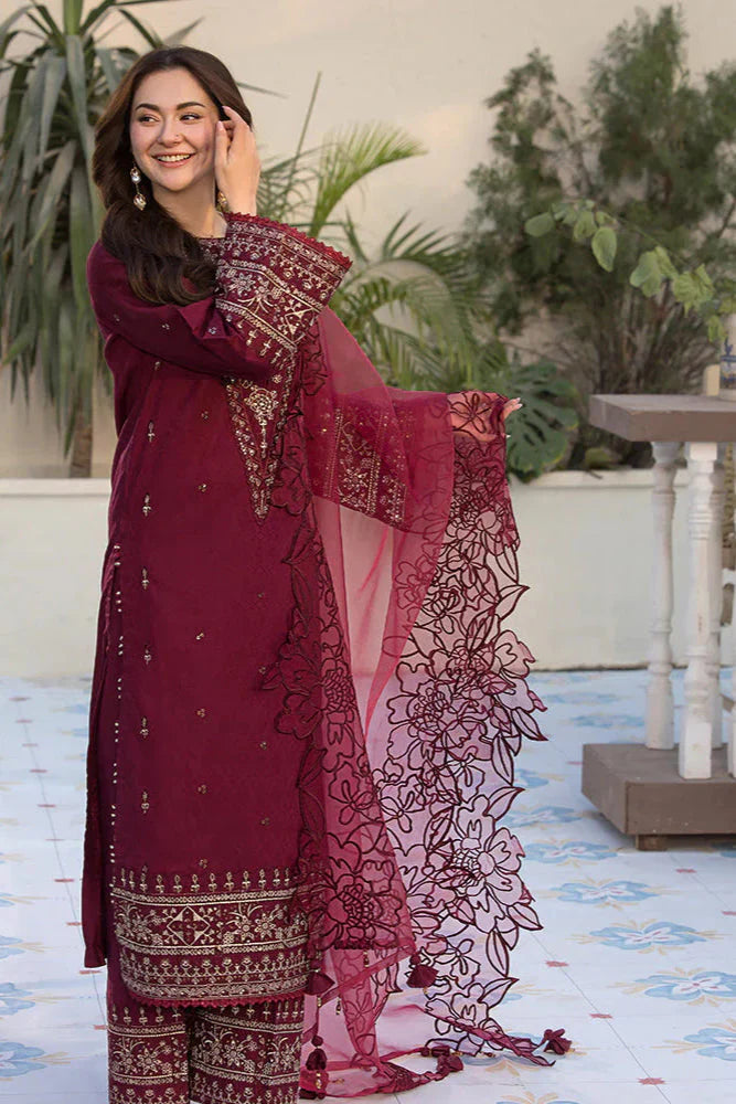 Velvet 3-Piece Dress with Embroidered Organza Dupatta - VL948