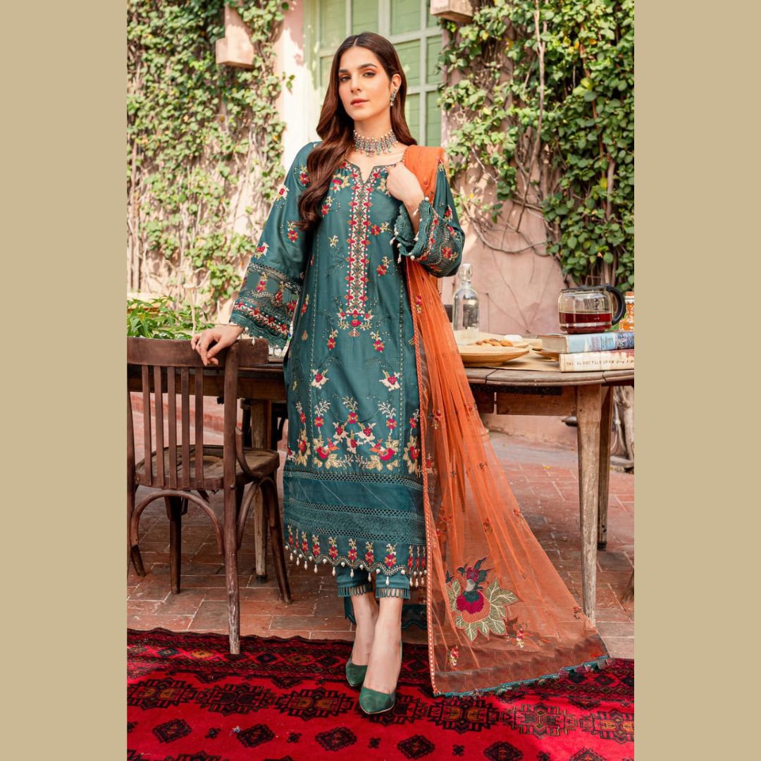 VL550 Nisa Zink Unstitched 3 Piece Embroidered Lawn Suit