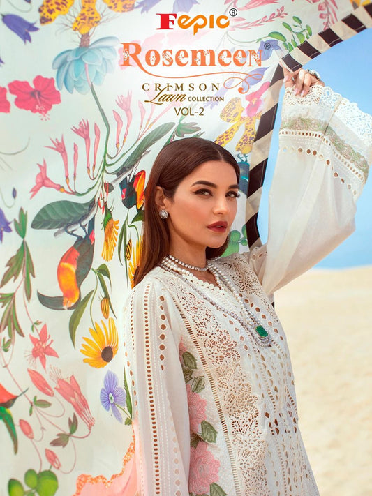 Crimson - 3PC LAWN HEAVY CHIKENKARI EMBROIDERED SUIT - VL1041