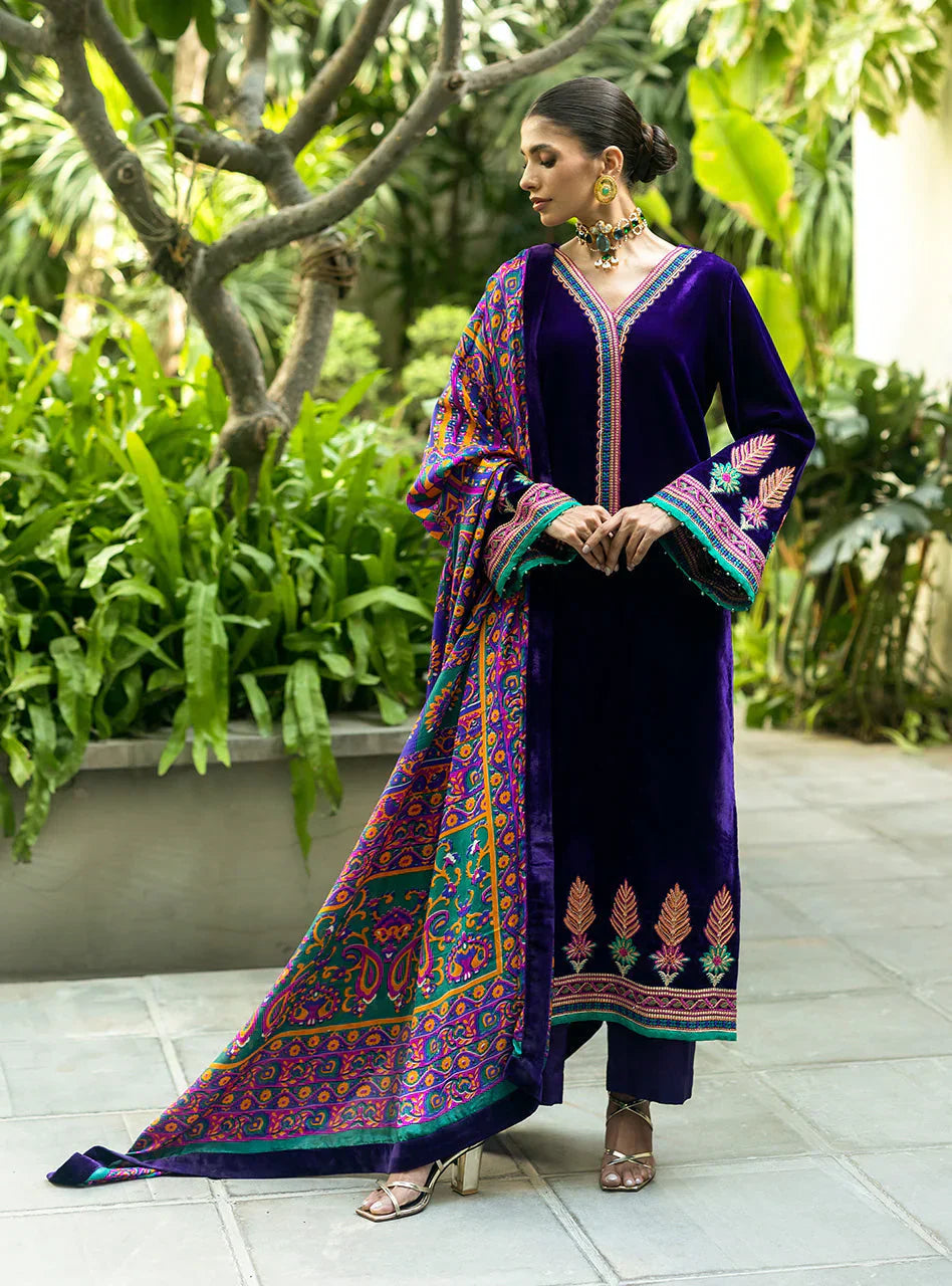 Charizma Embroidered Velvet 3piece suit - VL975