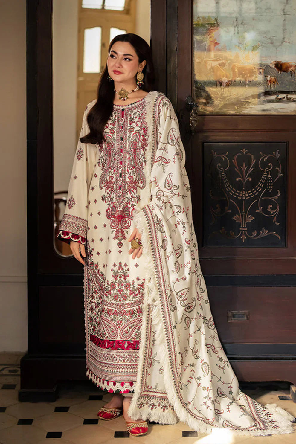 Asim Jofa - Winter 3PC Dhanak Embroidered Suit - VL1103