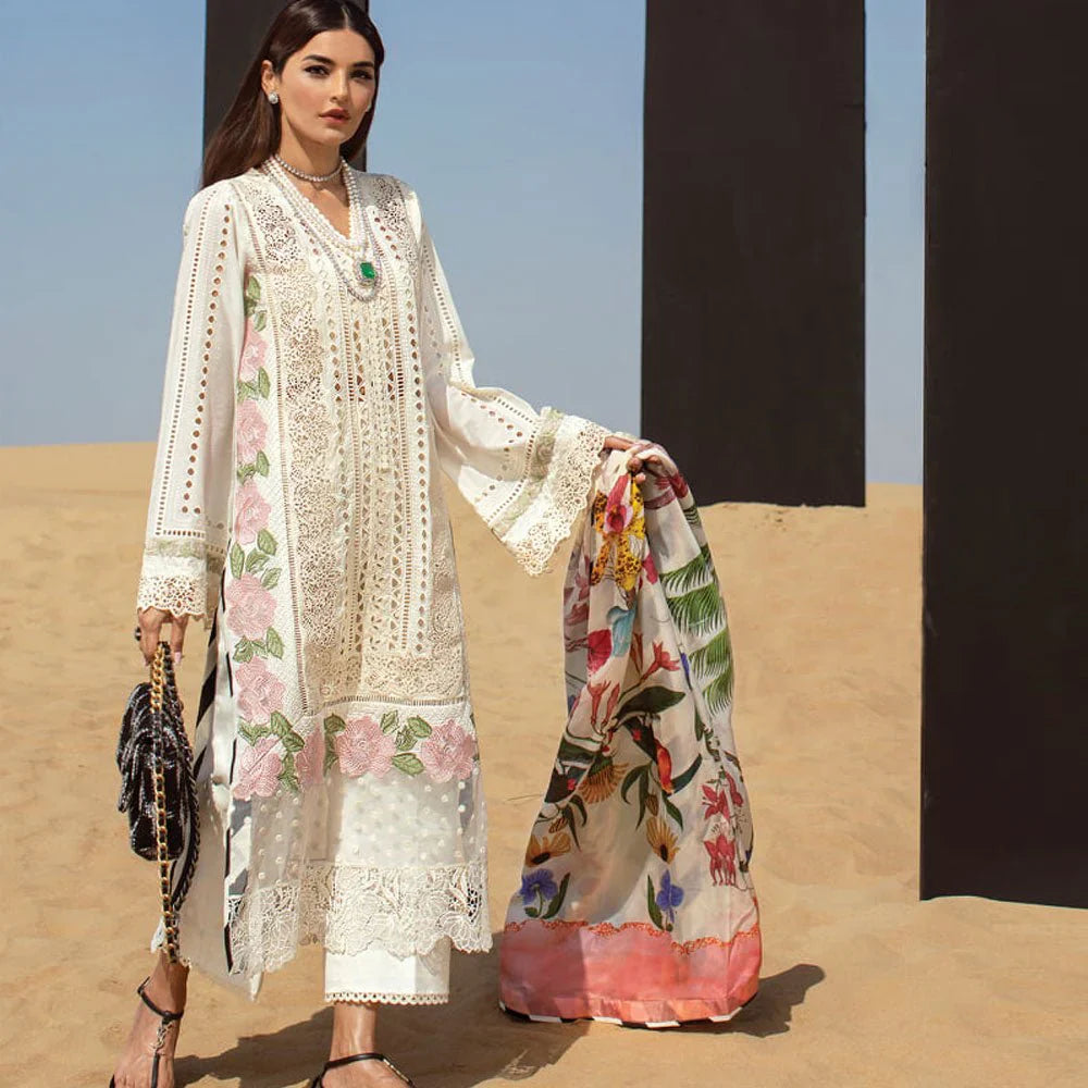 Crimson - 3PC LAWN HEAVY CHIKENKARI EMBROIDERED SUIT - VL1041