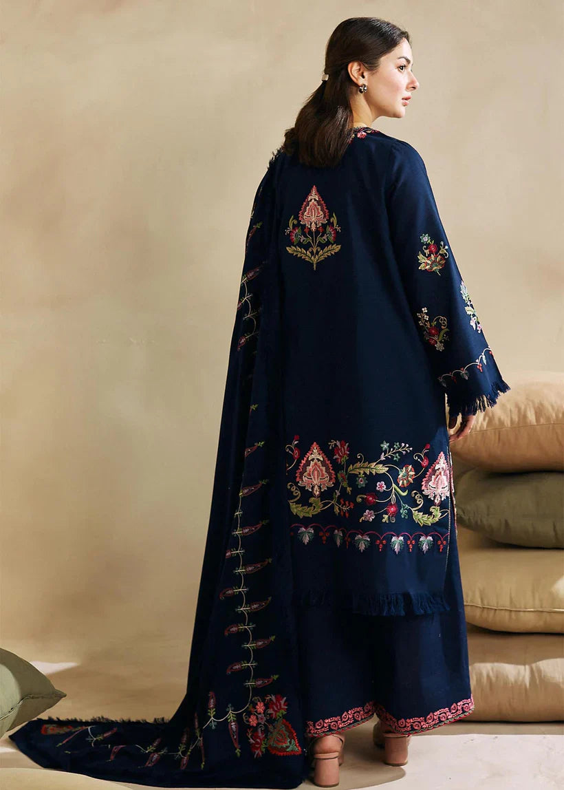 VL672 WINTER 3-Pc Embroidered Dhanak Suit with Heavy Embroidered Dhanak Shawl