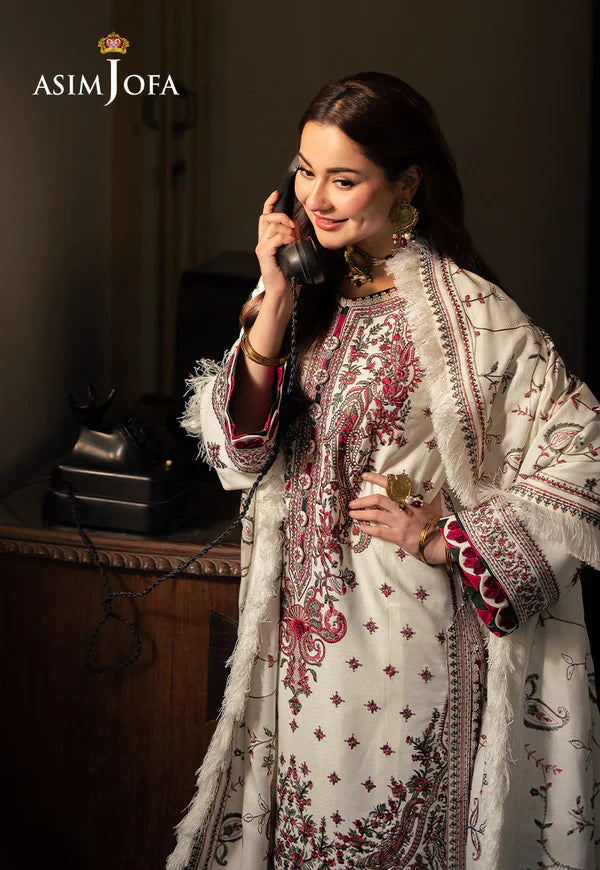 Asim Jofa - Winter 3PC Dhanak Embroidered Suit - VL1103