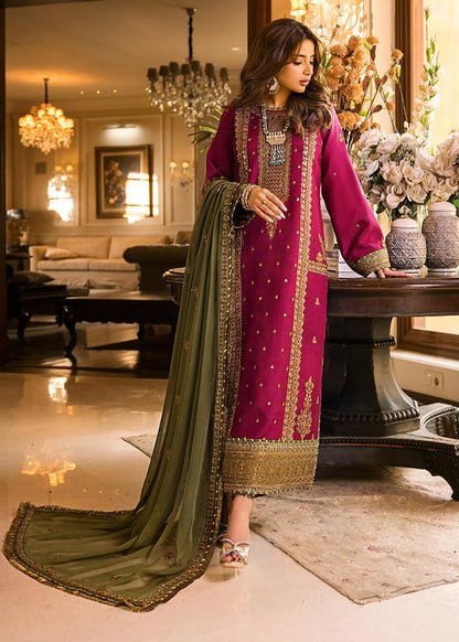 VL536 Asim Jofa, unstitched 3 piece embroidered Dhanak suit