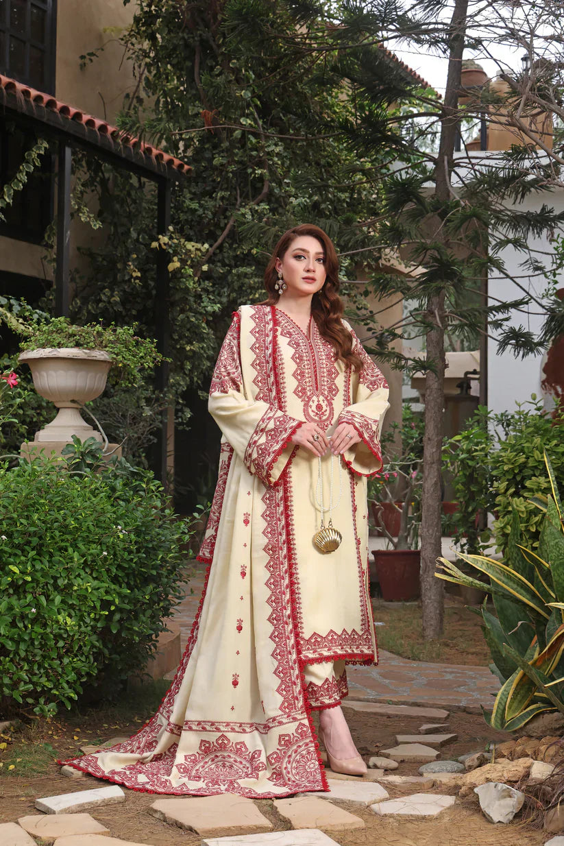 Asim Jofa - Winter 3PC Dhanak Embroidered Suit - VL1173