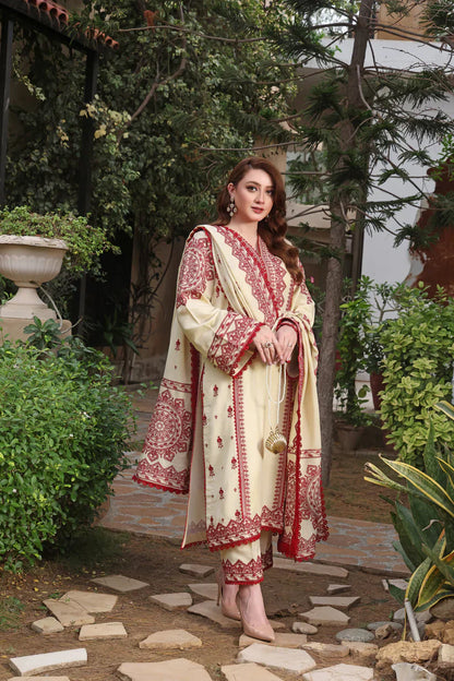 Asim Jofa - Winter 3PC Dhanak Embroidered Suit - VL1173