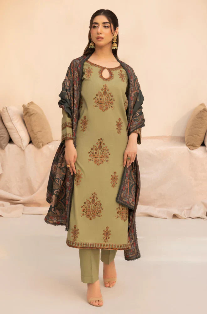 Mohagni - 3PC Dhanak Embroidered Suit - VL1152