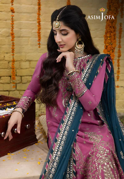 VL721 Asim Jofa, unstitched 3 piece embroidered Dhanak Winter suit with Chiffon Dupatta