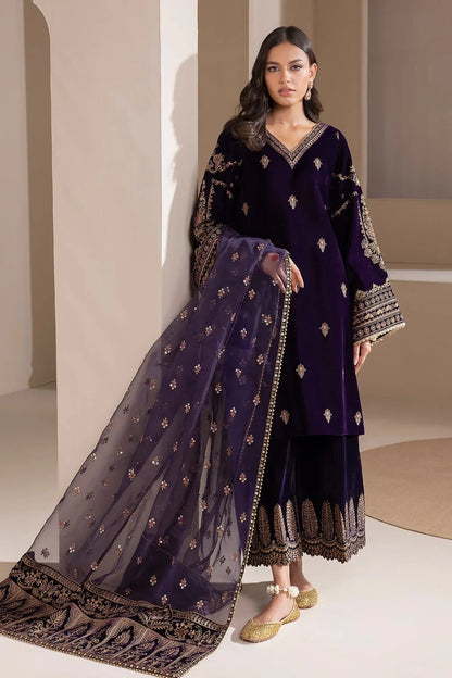Baroque - Embroidered Velvet 3piece suit - VL972