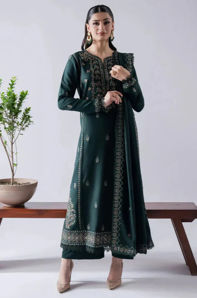 Asim Jofa - Winter 3PC Dhanak Embroidered Suit - VL1157