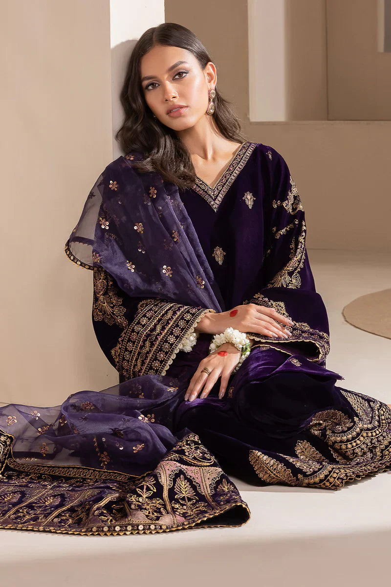 Baroque - Embroidered Velvet 3piece suit - VL972