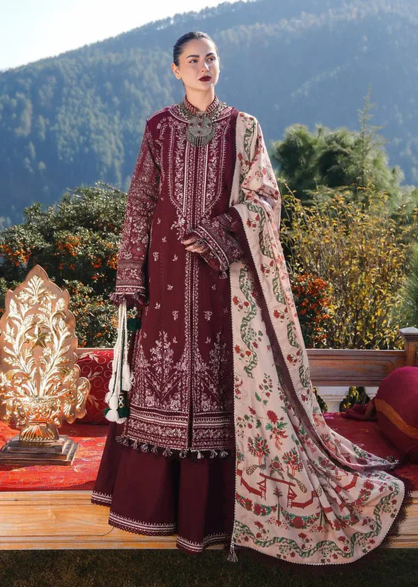 Hussain Rehar - 3PC Dhanak Chickenkari Embroidered Suit - VL1123