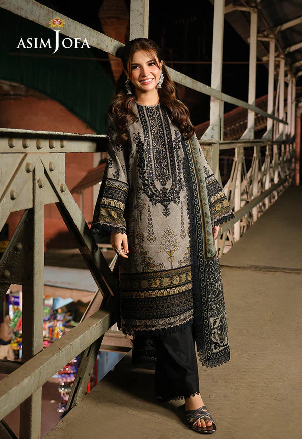 Asim Jofa - Winter 3PC Karandi Digital Print Dress - VL1198