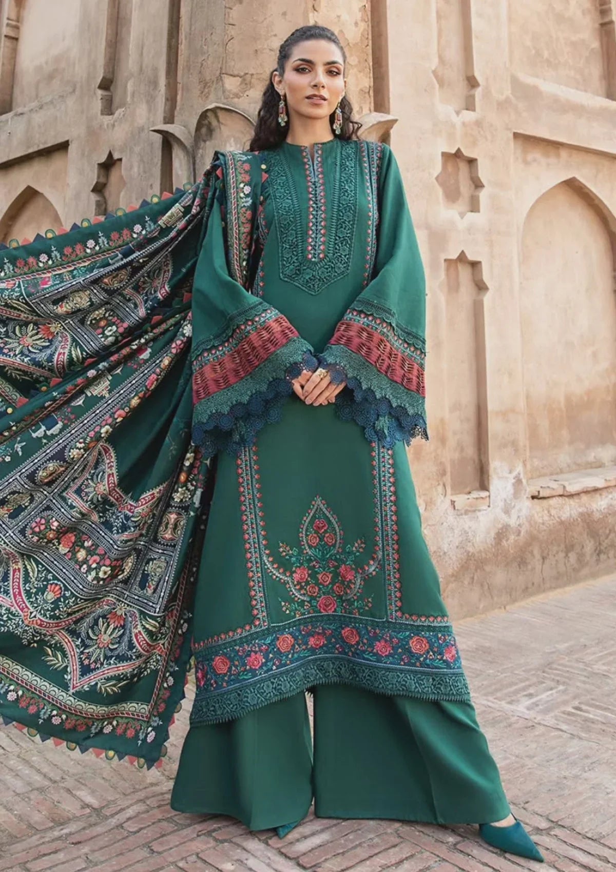 Mohagni - Winter 3PC Dhanak Embroidered Suit - VL1136