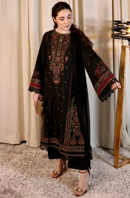 Zara Shahjahan - Winter 3PC Dhanak Embroidered Suit - VL1195