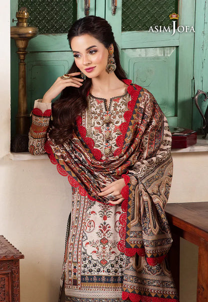 Asim Jofa - Winter 3PC Karandi Digital Print Dress - VL1199
