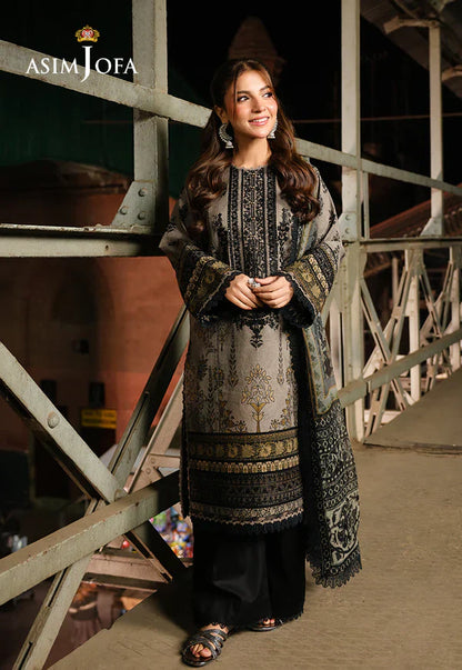 Asim Jofa - Winter 3PC Karandi Digital Print Dress - VL1198