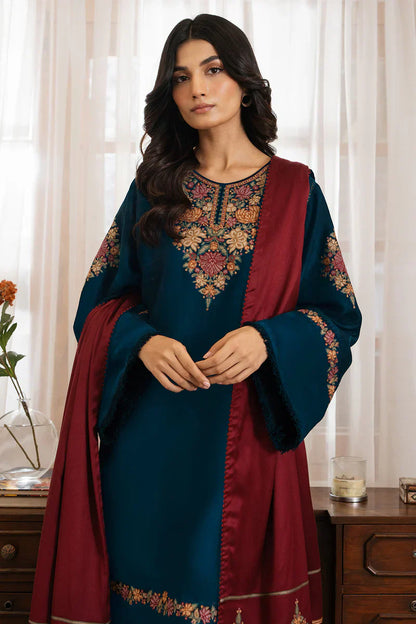 3PC Dhanak suit with Embroidered Shawl - VL1112