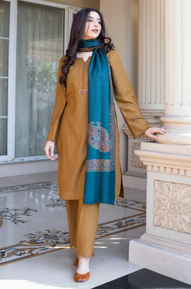 Asling - Winter 3PC Dhanak Embroidered Suit - VL1108