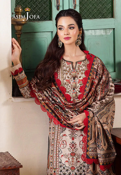 Asim Jofa - Winter 3PC Karandi Digital Print Dress - VL1199