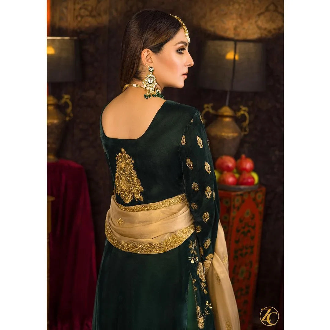 Velvet Heavy Embroidered Shirt With Organza Heavy Embroidered Dupatta - VL983