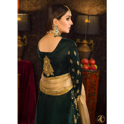 Velvet Heavy Embroidered Shirt With Organza Heavy Embroidered Dupatta - VL983