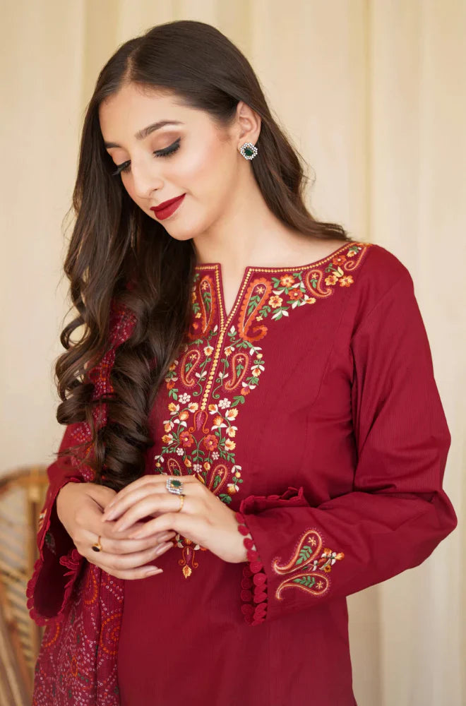 Asling - Winter 3PC Dhanak Embroidered Suit - VL1106