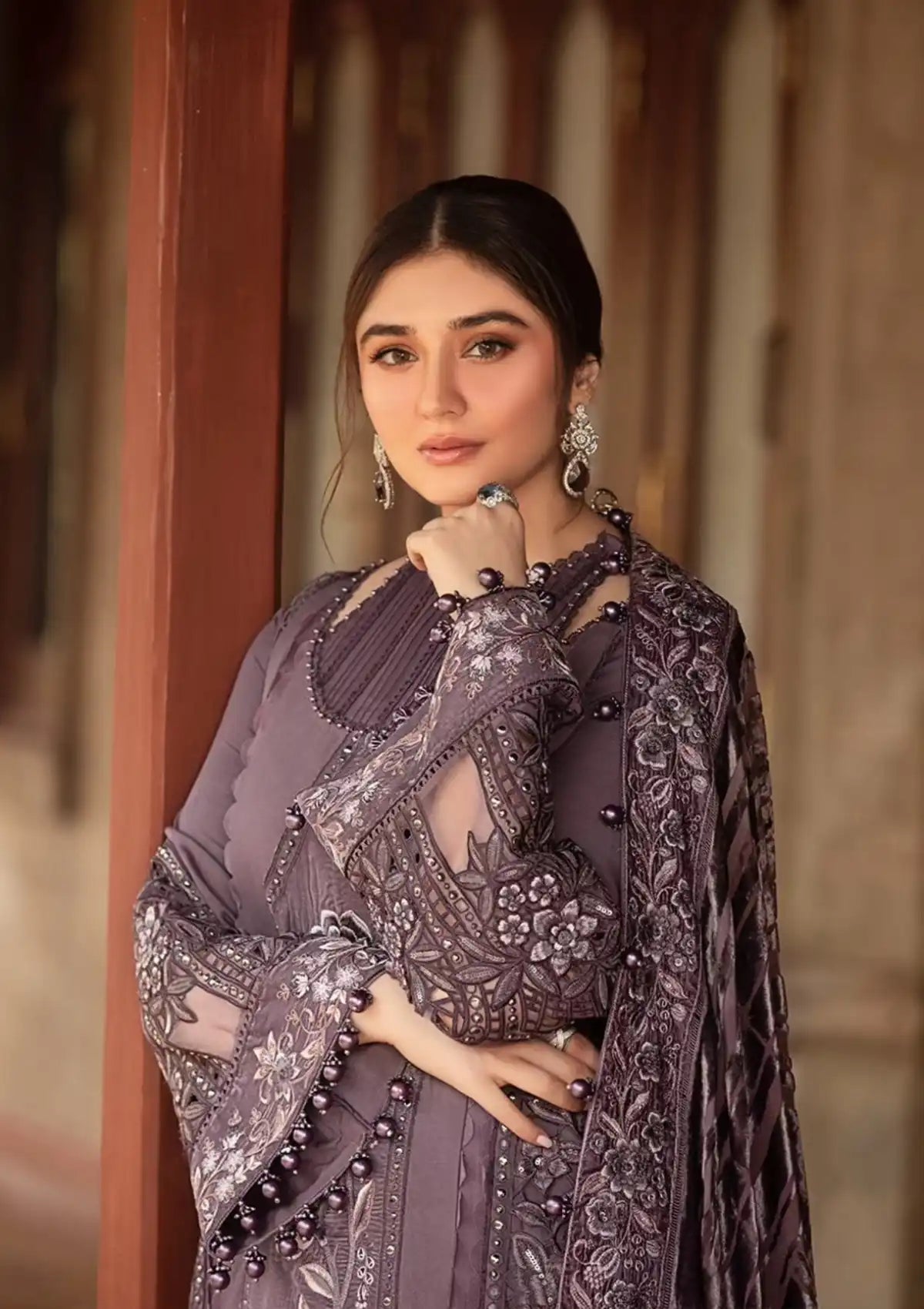 Maria B. - 3PC Dhanak Chickenkari Embroidered Suit - VL1122