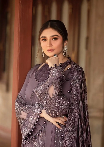 Maria B. - 3PC Dhanak Chickenkari Embroidered Suit - VL1122