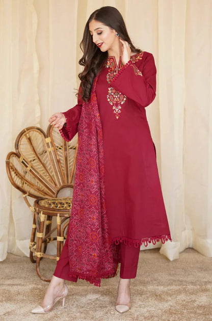 Asling - Winter 3PC Dhanak Embroidered Suit - VL1106