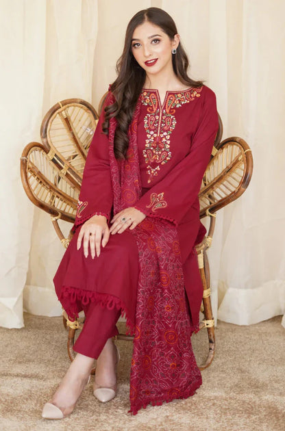 Asling - Winter 3PC Dhanak Embroidered Suit - VL1106
