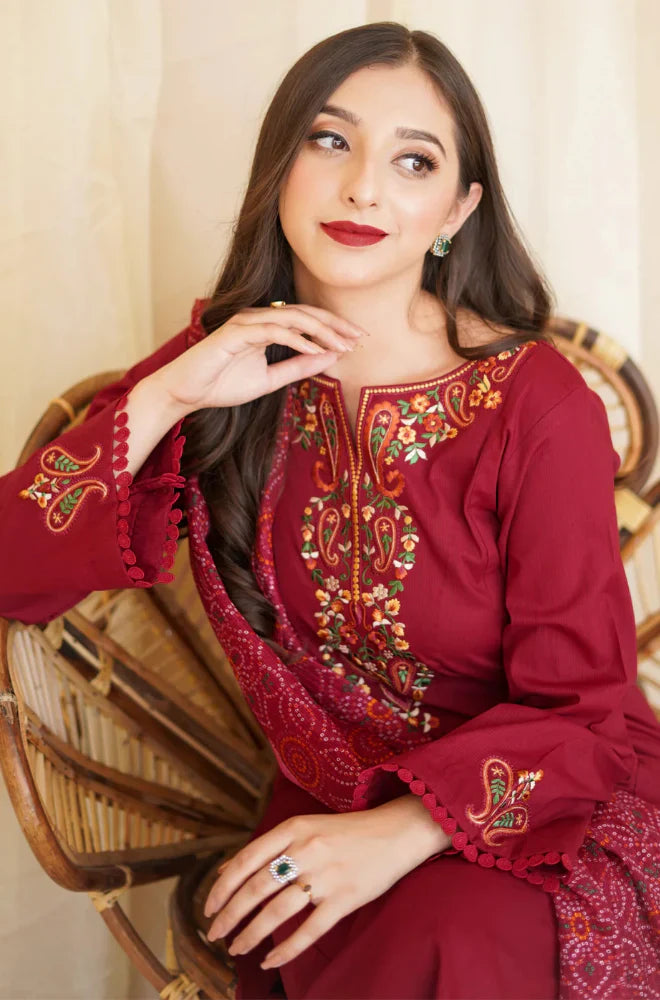 Asling - Winter 3PC Dhanak Embroidered Suit - VL1106
