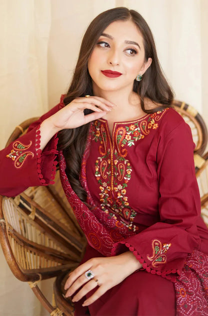 Asling - Winter 3PC Dhanak Embroidered Suit - VL1106