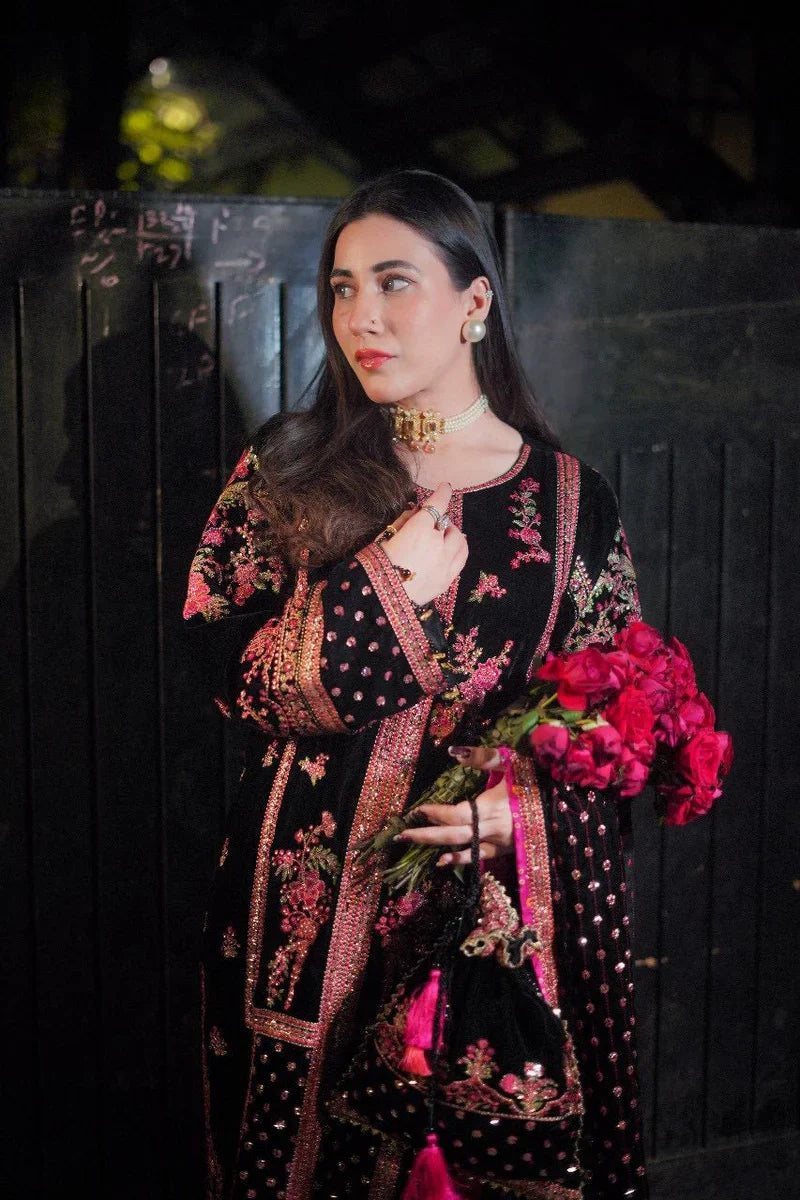 Maria B - Velvet Dress with Embroidered Dupatta - VL992