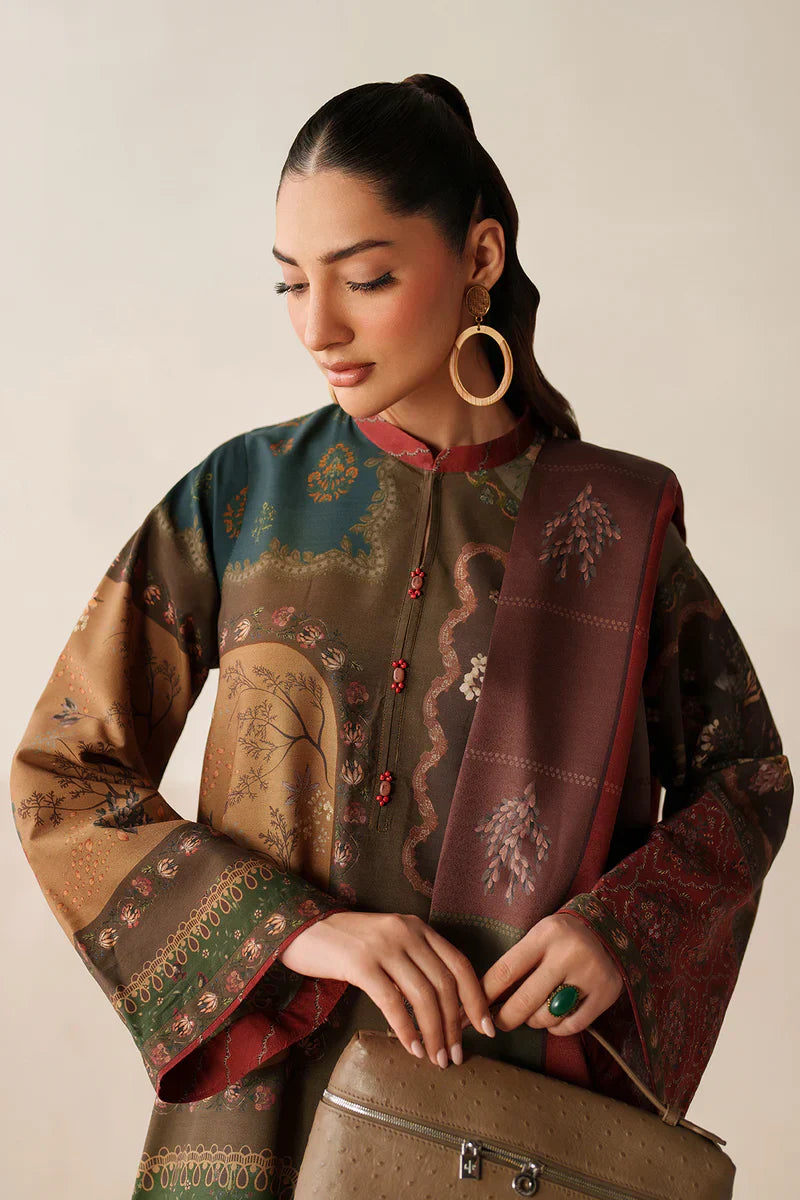 Baroque - Winter 3PC Karandi Digital Print Dress - VL1201