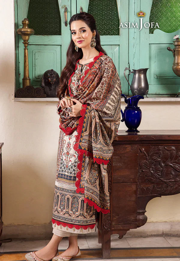 Asim Jofa - Winter 3PC Karandi Digital Print Dress - VL1199