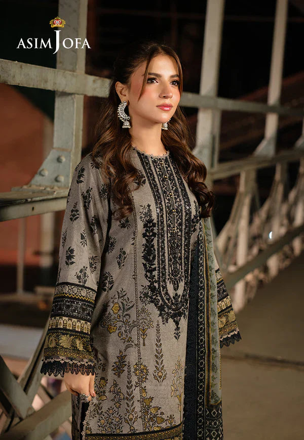 Asim Jofa - Winter 3PC Karandi Digital Print Dress - VL1198