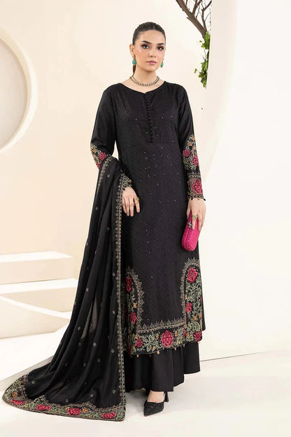 Khaddar 3 Piece Sequin Embroidered Dress - VL1143