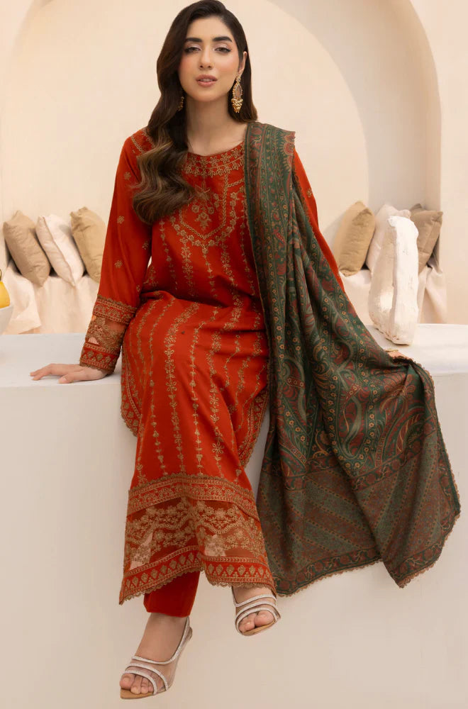 Mohagni - Winter 3PC Dhanak Embroidered Suit - VL1133