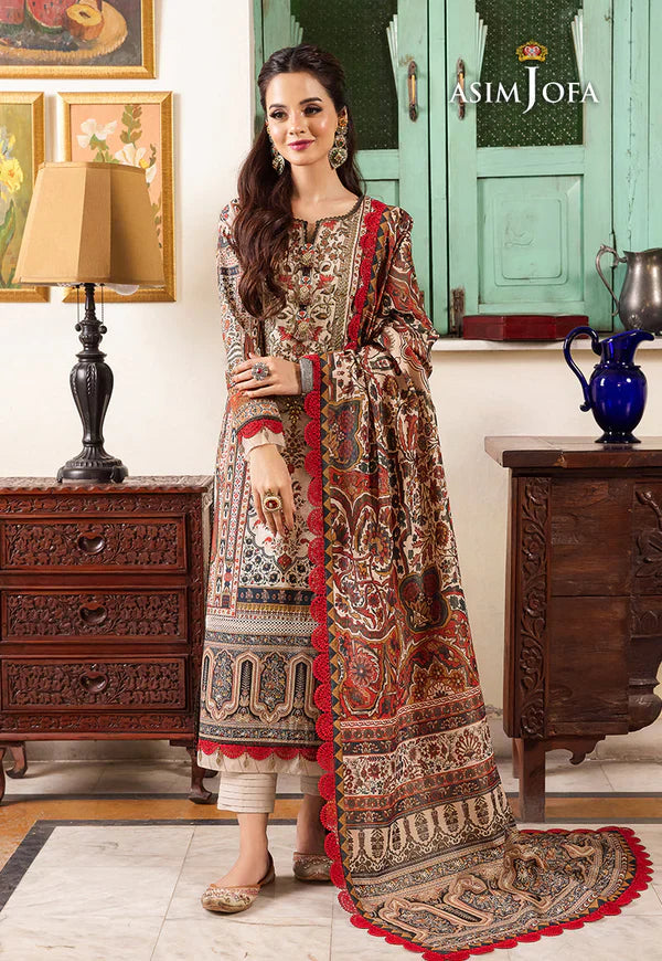 Asim Jofa - Winter 3PC Karandi Digital Print Dress - VL1199